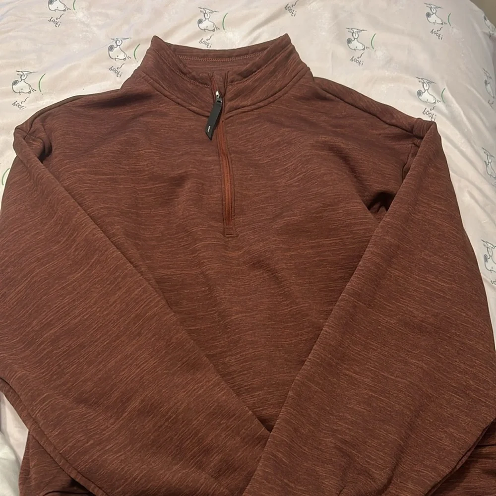 ATHLETA Altitude Polartec Half Zip Sweatshirt Size L Mahogany Heather - Picture 2 of 4